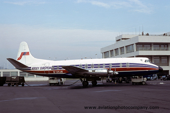 Jersey European Vickers Viscount G-AVJB at Newcastle (1980)