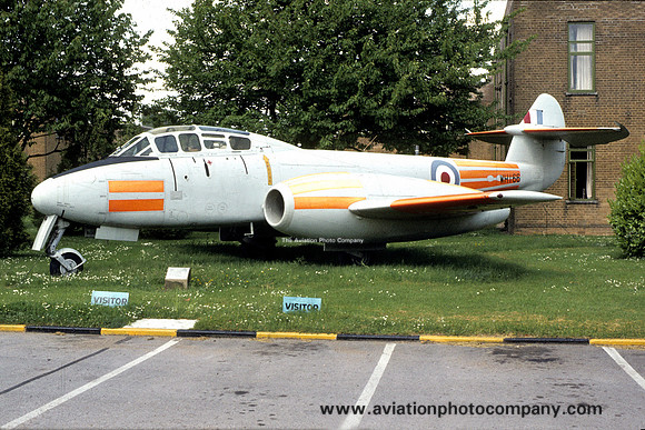RAF Gloster Meteor T.7 WH166 displayed at RAF Digby (1980)