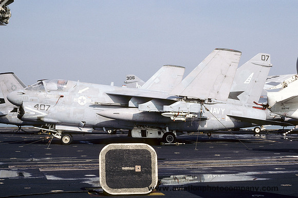 US Navy VA-72 LTV A-7E Corsair 160550/AB-407 on USS America (1985)