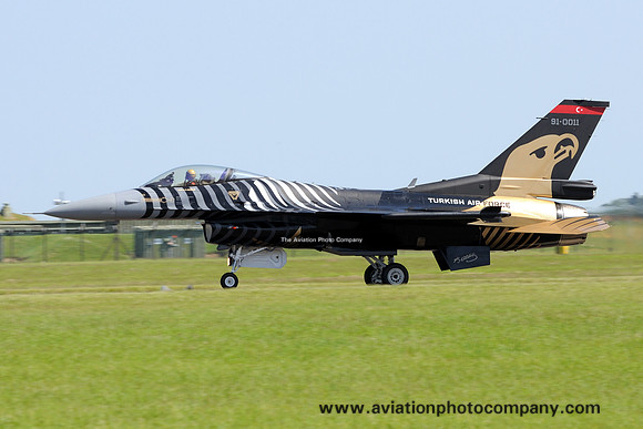 Turkish Air Force GD F-16C 91-0011 at the Waddington Airshow (2013)