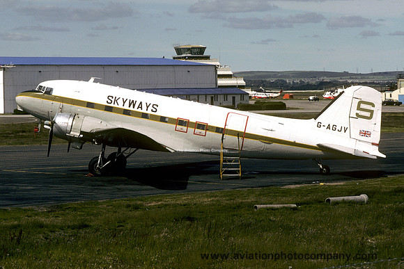 Skyways Douglas C-47 Dakota G-AGJV at Abderdeen Dyce (1978)