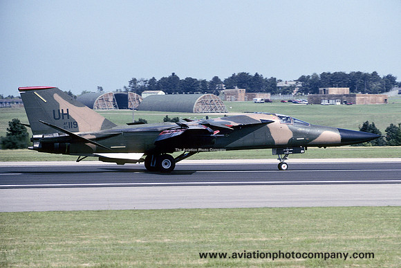 USAF 20 FW 77 FS General Dynamics F-111E Aardvark 67-0119/UH at the International Air Tattoo Boscombe Down (1992)
