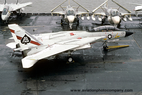 US Navy VF-41 Grumman F-14A Tomcat 160383/AJ-102 on board USS Nimitz (1978)