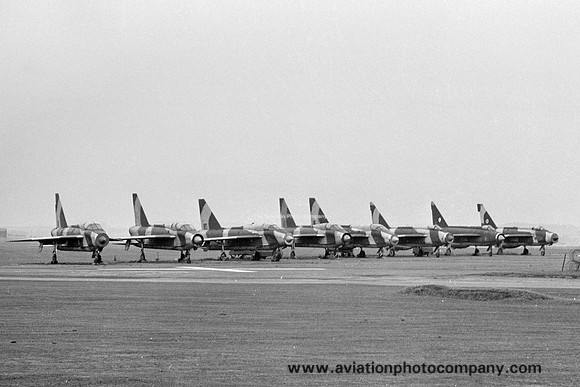 RAF English Electric Lightning decoy lineup at RAF Binbrook (1979)