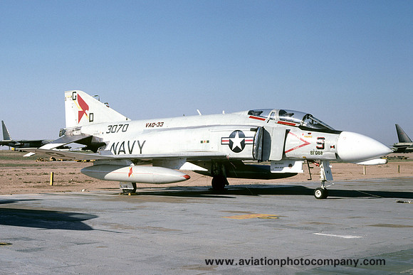 US Navy VAQ-33 McDonnell F-4B Phantom 153070/GD-9 at MASDC Davis Monthan (1978)