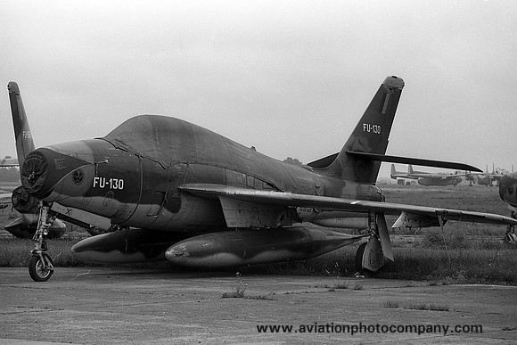 Belgian Air Force Republic F-84F Thunderstreak FU-130 stored at Coxyde