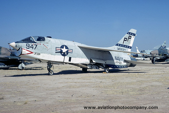 US Navy VFP-63 Chance RF-8G Crusader 145627/PP-947 stored at MASDC Davis Monthan (1971)