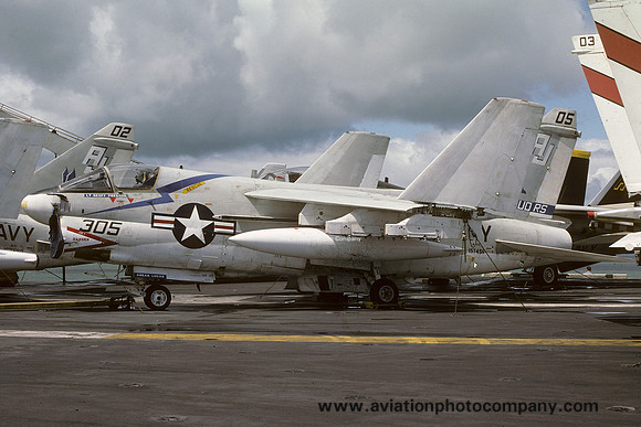US Navy VA-82 LTV A-7E 157456/AJ-305 on board USS Nimitz (1978)