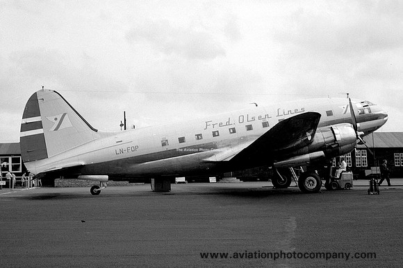 Fred Olsen Lines Curtiss C-46 LN-FOP at Newcastle (1959)