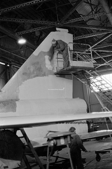 RAF English Electric Lightning F.6 XS904 being painted (1976)