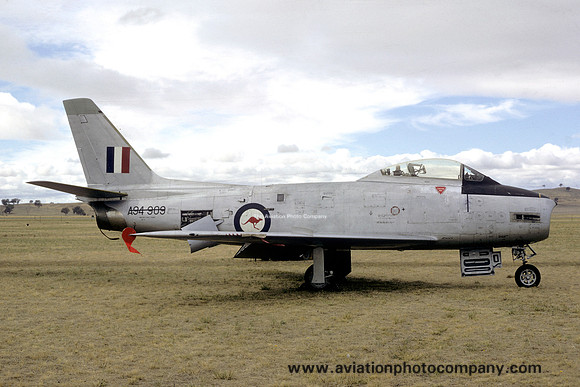 RAAF North American F-86E Sabre A94-909 displayed at Wagga Wagga (1970)