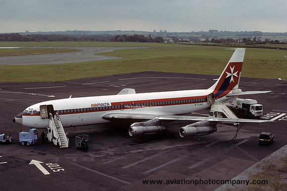 Air Malta Boeing 707-123(B) G-TJAC at Newcastle (1979)
