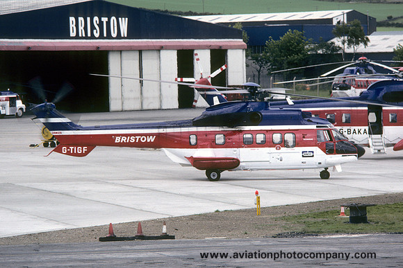 Bristow BNOC Aerospatiale AS.332 Puma G-TIGF at Aberdeen (1982)