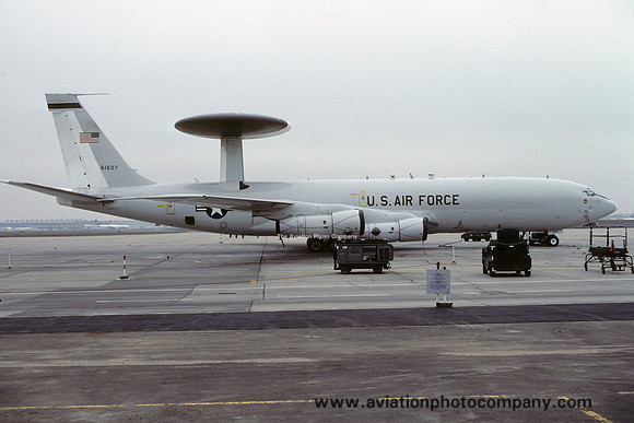 USAF 552 AWACW Boeing E-3B Sentry 76-1607 at Rhein Main (1992)