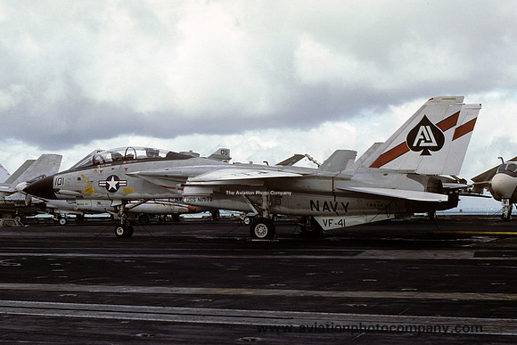 US Navy VF-41 Grumman F-14A Tomcat 160381/AJ-101 on board USS Nimitz (1978)