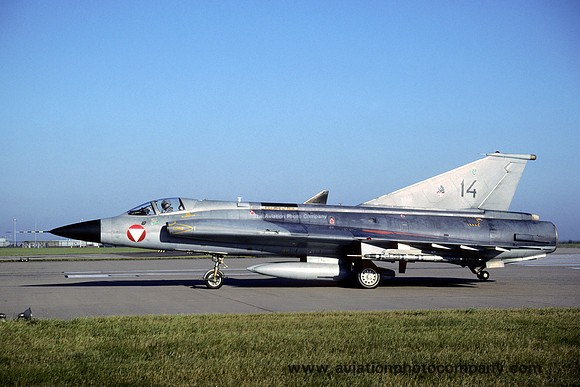 Austrian Air Force SAAB Draken J-35oE 14 at RAF Waddington (2002)