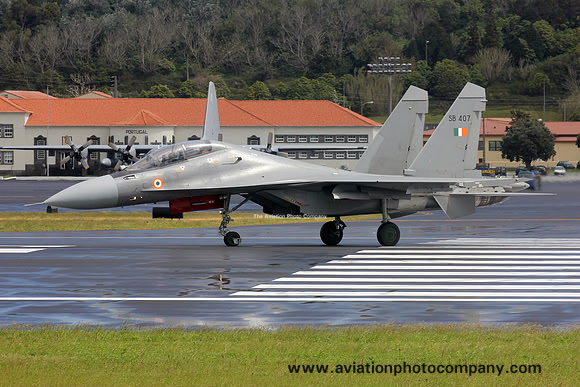 Indian Air Force 15 Squadron Sukhoi Su-30MKI SB407 at Lajes (2016)