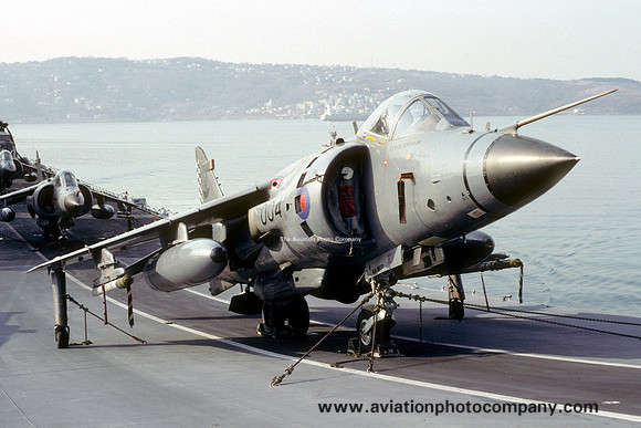 Royal Navy 801 Squadron HS Sea Harrier FRS.1 ZD614 on board HMS Ark Royal (1993)