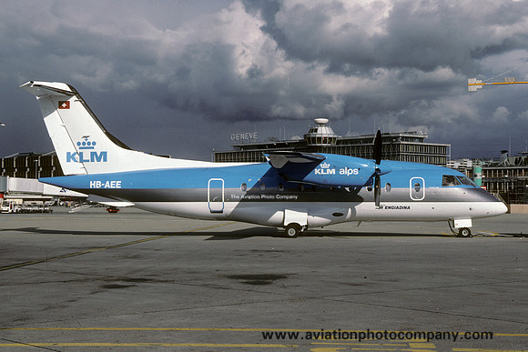 KLM Alps/Air Engiadina Dornier Do328 HB-AEE at Geneva (2000)