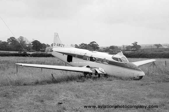 De Havilland Dove G-AMZY derelict at Exeter (1978)