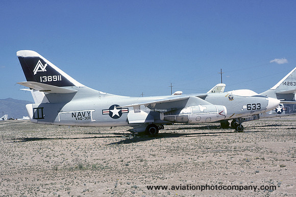 US Navy VAQ-308 Douglas KA-3B Skywarrior 138911/ND-633 stored at MASDC Davis Monthan (1976)