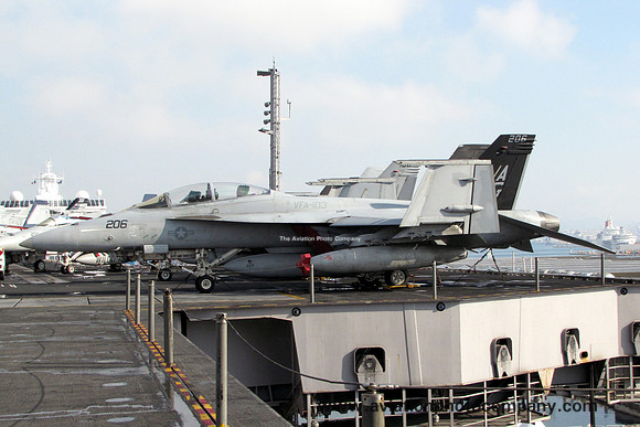 USN VFA-103 McDonnell Douglas F/A-18F Hornet 166616/AG-206 onboard USS Eisenhower in Marseilles (2013)
