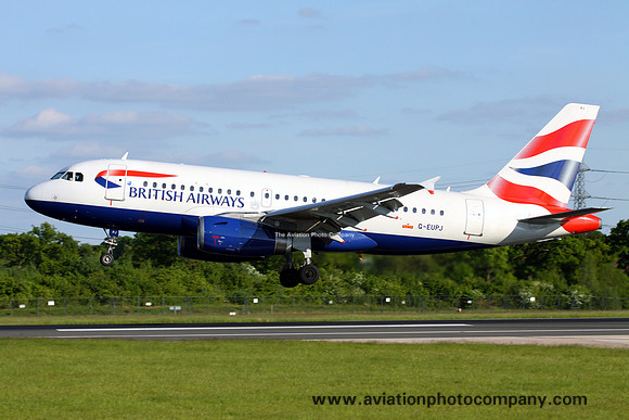 British Airways Airbus A319-100 G-EUPJ at Manchester (2013)