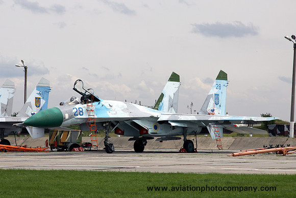Ukranian Air Force Sukhoi Su-27 28 blue at Myrhorod AB (2011)