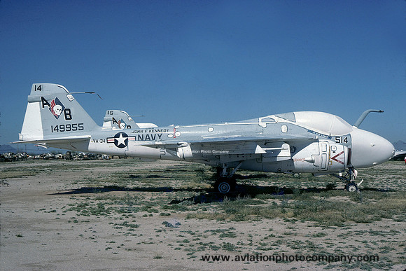 US Navy VA-34 Grumman A-6A Intruder 149955/AB-514 at MASDC Davis Monthan (1977)