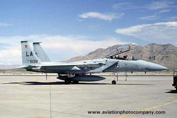 USAF 58 TFTW 555 TFS McDonnell Douglas F-15B Eagle 76-0138/LA at Nellis AFB (1979)