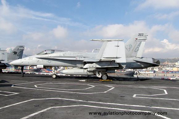 USN VFA-83 McDonnell Douglas F/A-18C 165200/AG-303 onboard USS Eisenhower in Marseilles (2013)