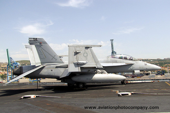 US Navy VFA-32 McDonnell Douglas F/A-18F 166662/AC-114 onboard USS Harry Truman in Marseille Harbour (2013)