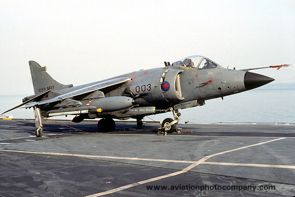 Royal Navy 801 Squadron HS Sea Harrier FRS.1 ZE693 on board HMS Ark Royal (1993)