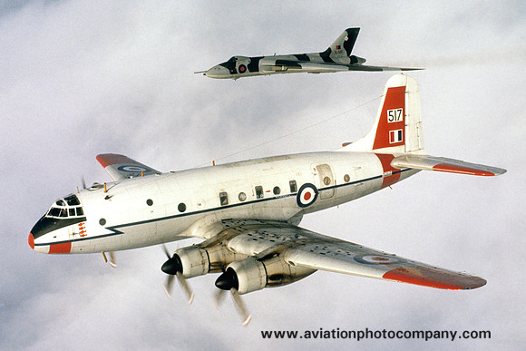 RAF SCBS Handley Page Hastings T.5 TG517 in formation with Vulcan