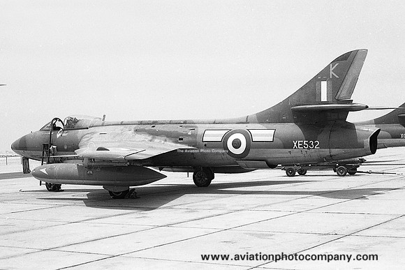 RAF 208 Squadron Hawker Hunter FGA.9 XE532 at RAF Sharjah (1966)