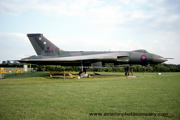 RAF Avro Vulcan B.2 XM575 displayed at East Midlands Airport (1994)