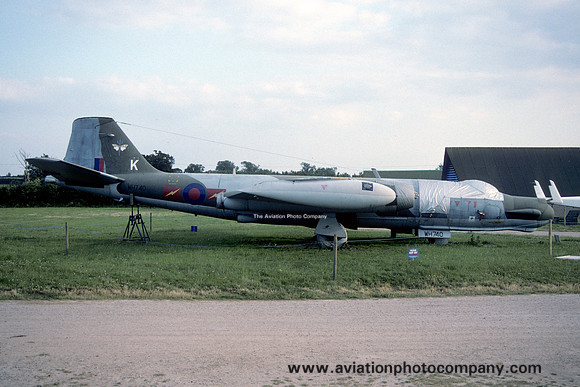 RAF English Electric Canberra T.17A WH740 displayed at East Midlands Airport (1994)