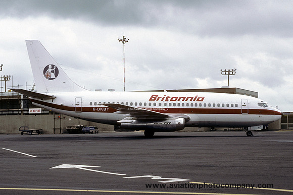 Britannia Airways Boeing 737-200 G-BKBT at Newcastle IAP (1982)