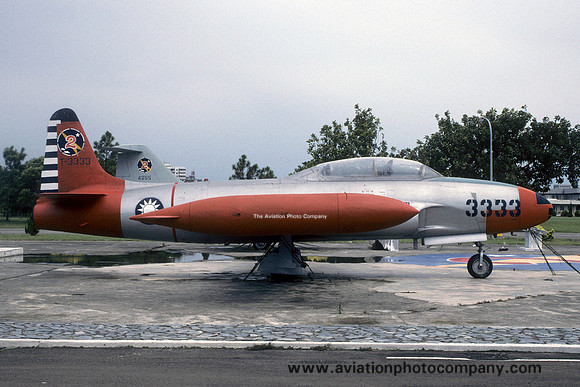 Taiwanese Air Force Lockheed T-33A Shooting Star 3333 displayed at Hsin Chu (1996)