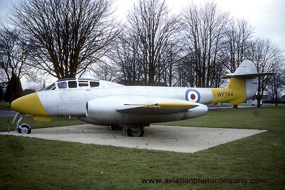 RAF Gloster Meteor T.7 WF784 displayed at RAF Quedgley (1995)