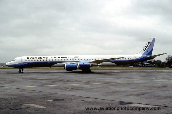 Overseas National Douglas DC-8-71 N917R at Prestwick (1983)