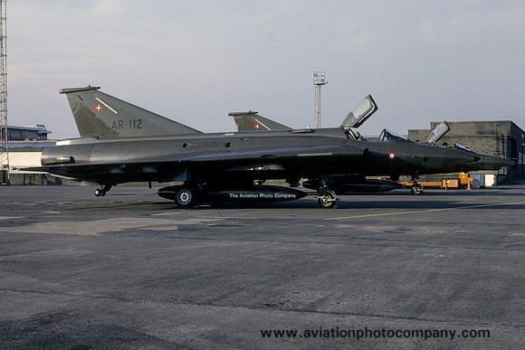 Danish Air Force Esk 729 SAAB Draken RF-35 AR-112 at Prestwick (1989)