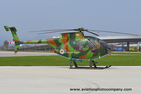 North Korean Air Force McDonnell Douglas MD-500 492 red at the Wonsan Friendship Air Festival (2016)