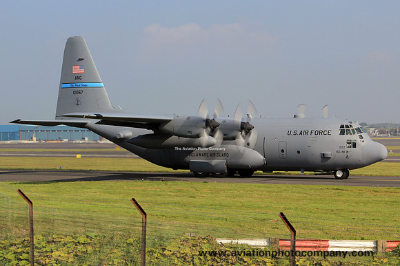 USAF Delaware ANG 142 AS Lockheed C-130H Hercules 90-1057 at Prestwick (2015)
