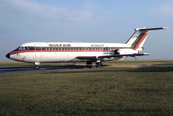 Gulf Air BAC-111-432FD A4O-BU at East Midlands (1977)