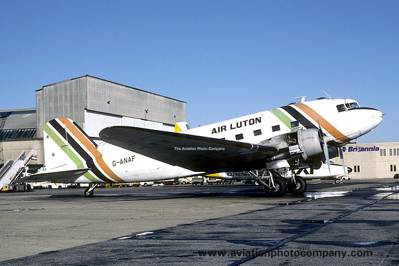 Air Luton Douglas C-47B Dakota G-ANAF at Luton (1985)
