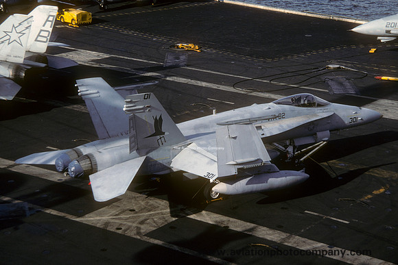 US Navy VFA-82 McDonnell Douglas F/A-18C Hornet 163440/AB-301 on board USS America (1992)