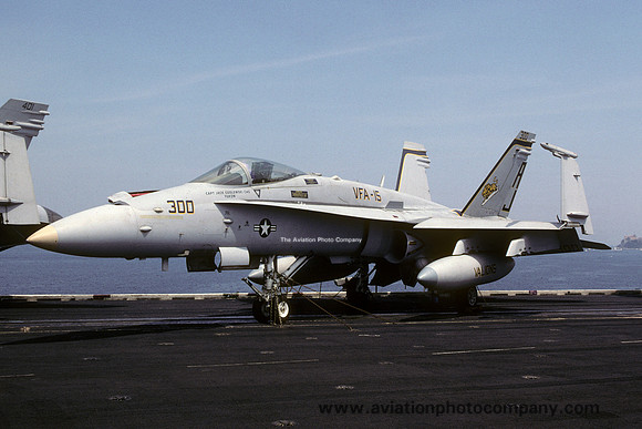 US Navy VFA-15 McDonnell Douglas F/A-18C Hornet 164627/AJ-300 on board USS Enterprise (2001)