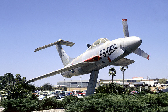 USAF Republic XF-84H 51-17059 displayed at Meadows Field Airport Bakersfield (1972)