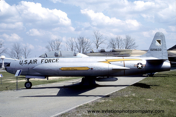 USAF Lockheed T-33A Shooting Star 52-9633 displayed at Warner Robins (1986)
